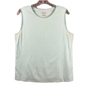 Christopher & Banks Layer Your Look Sleeveless Top L 100% Cotton Staple Green